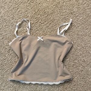 Edikted Beige Camisole with White Lace